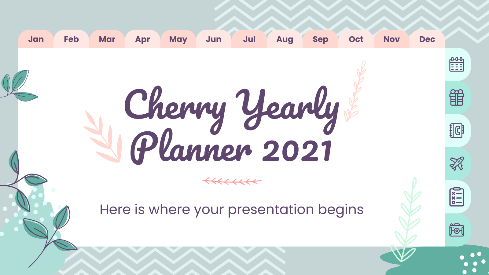Cherry Year Planner 2021PowerPoint模板